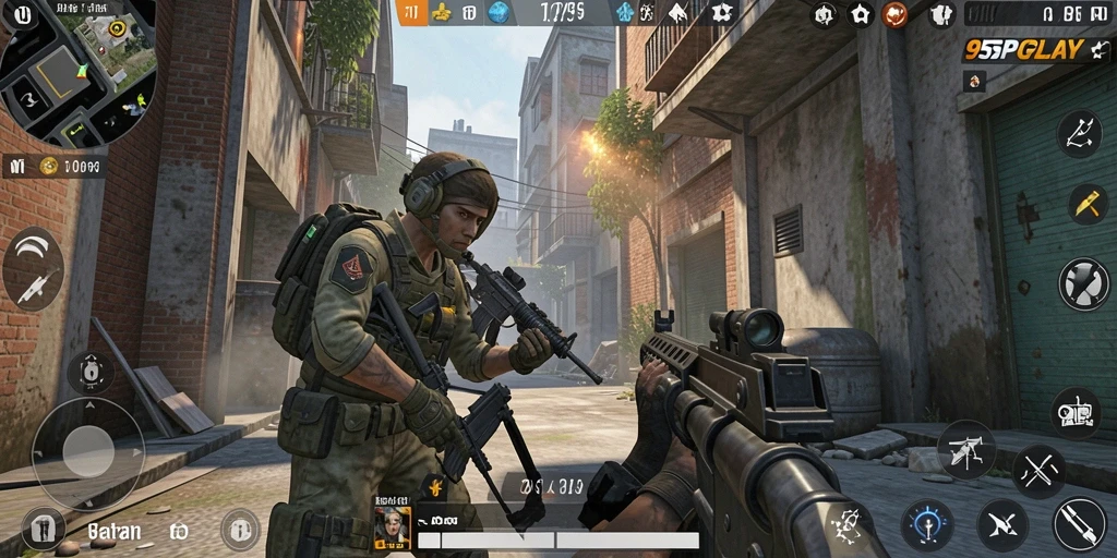 Screenshot gameplay seru dari 95PGPLAY dengan aksi tembak-menembak.