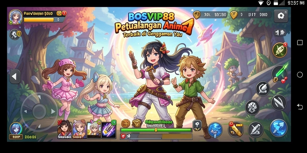 Tampilan gameplay menarik dari BOSVIP88 yang penuh warna dan karakter ikonik.