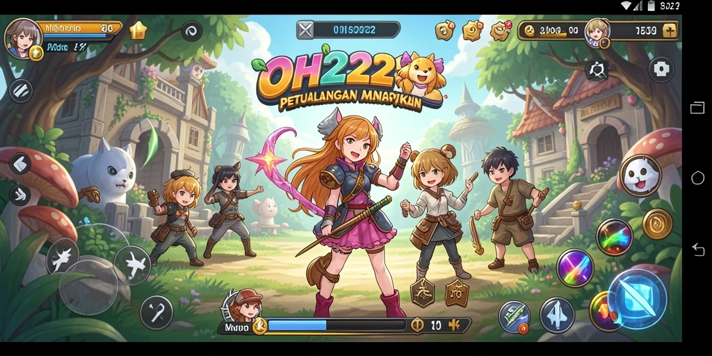 Tampilan gameplay epik dari OH222 yang menampilkan aksi karakter Anime.